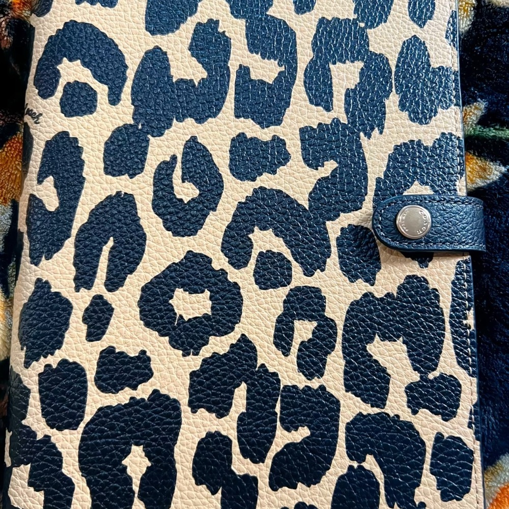 Coach Black and Cream Leopard Print Notebook/Tablet Case